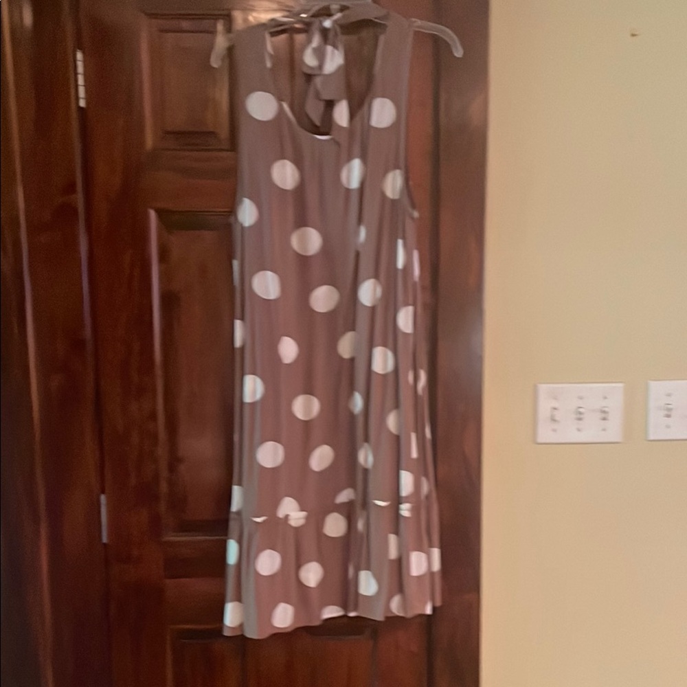 Brown Polka Dot Sleeveless Dress